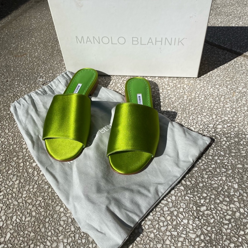 Manolo Blahnik Green Rapalla Sandals